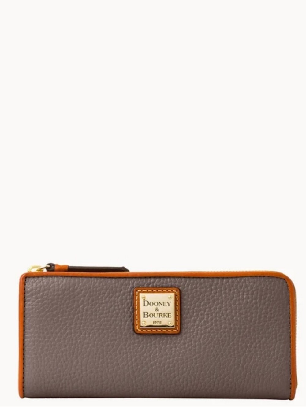 Dooney & Bourke Leather Pebble Grain Zip Clutch In Elephant